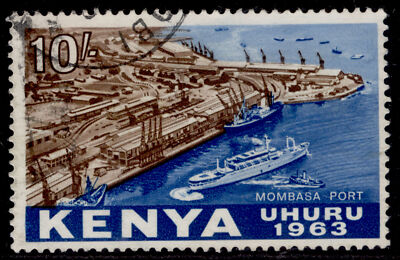 kenya-qeii-sg13-10s-brown-deep-blue-fine-used
