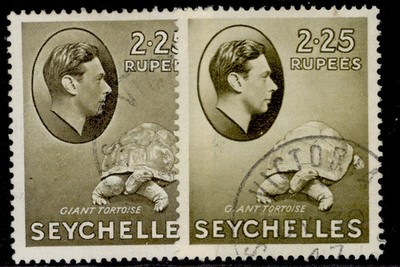 seychelles-gvi-sg148-148a-2r-25-paper-varieties-fine-used-cat-73