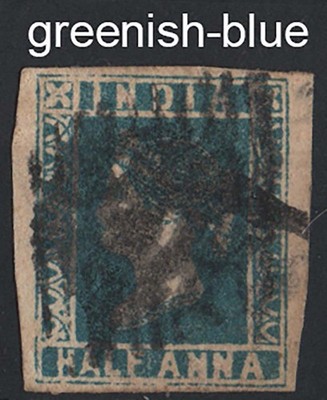 india-1854-a-greenish-blue-die-3-sg9-gu-4-good-large-margins-c325