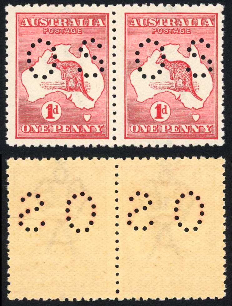 australia-sgo2d-1d-die-2-perfin-os-1st-wmk-left-stamp-trace-of-a-hinge-right-u-m