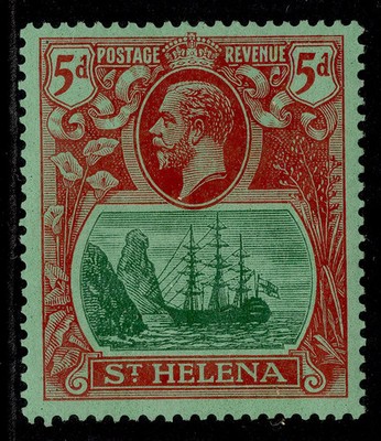 st-helena-gv-sg103-5d-green-deep-carmine-green-m-mint