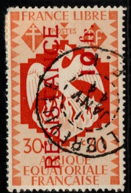 french-equatorial-africa-sg198-1944-30c-10f-french-aid-fund-fine-used
