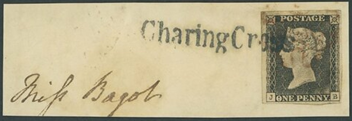 qv-1d-black-j-d-grey-black-shade-showing-moderate-plate-wear-4-margins-tied-to-piece-by-red-mx-and-black-charing-cross-scarce