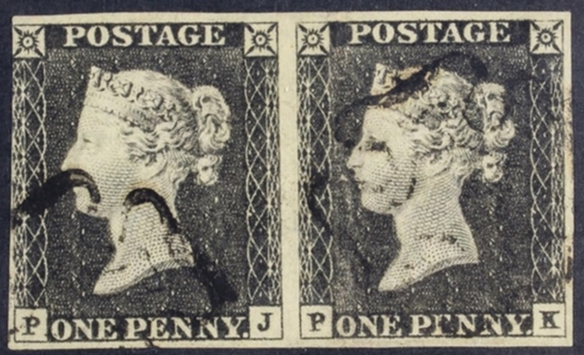 gb-penny-black-1840-1d-grey-black-plate-3-pj-pk-pair-both-stamps-with-letter-p-with-small-loop-sg-spec-as21a-used-with-3-full-margins-touching-at-left-cancelled-very-fine-black-maltese-crosses