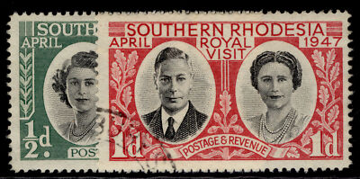 southern-rhodesia-gvi-sg62-63-1947-royal-visit-set-fine-used