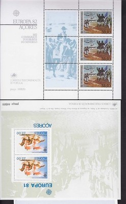 azores-1982-europa-m-sheet-um-ships-thematic-sg446-ditto-1981-m-sheet-sg426