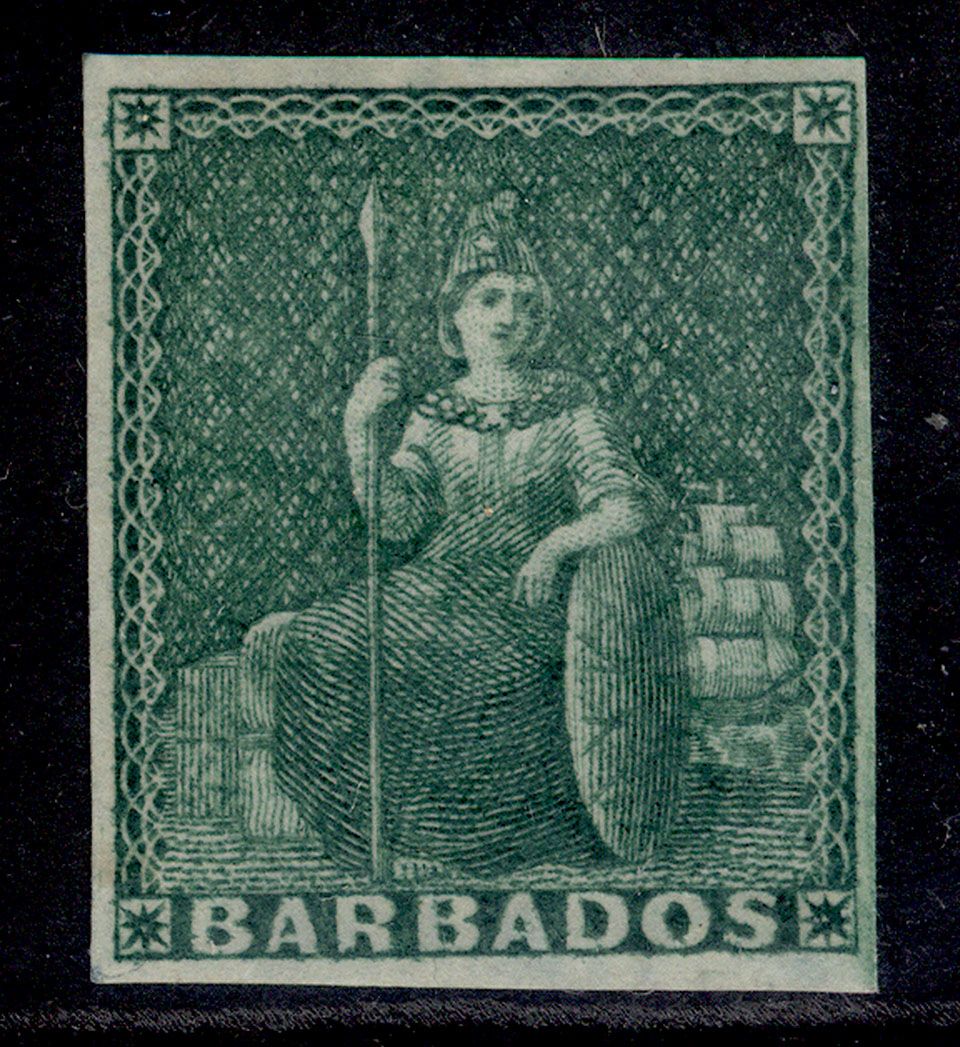 barbados-qv-sg2-d-deep-green-m-mint-cat-150