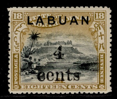 north-borneo-labuan-edvii-sg133-4c-on-18c-black-olive-bistre-m-mint