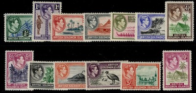 british-solomon-islands-gvi-sg60-72-1939-51-complete-set-m-mint-cat-110