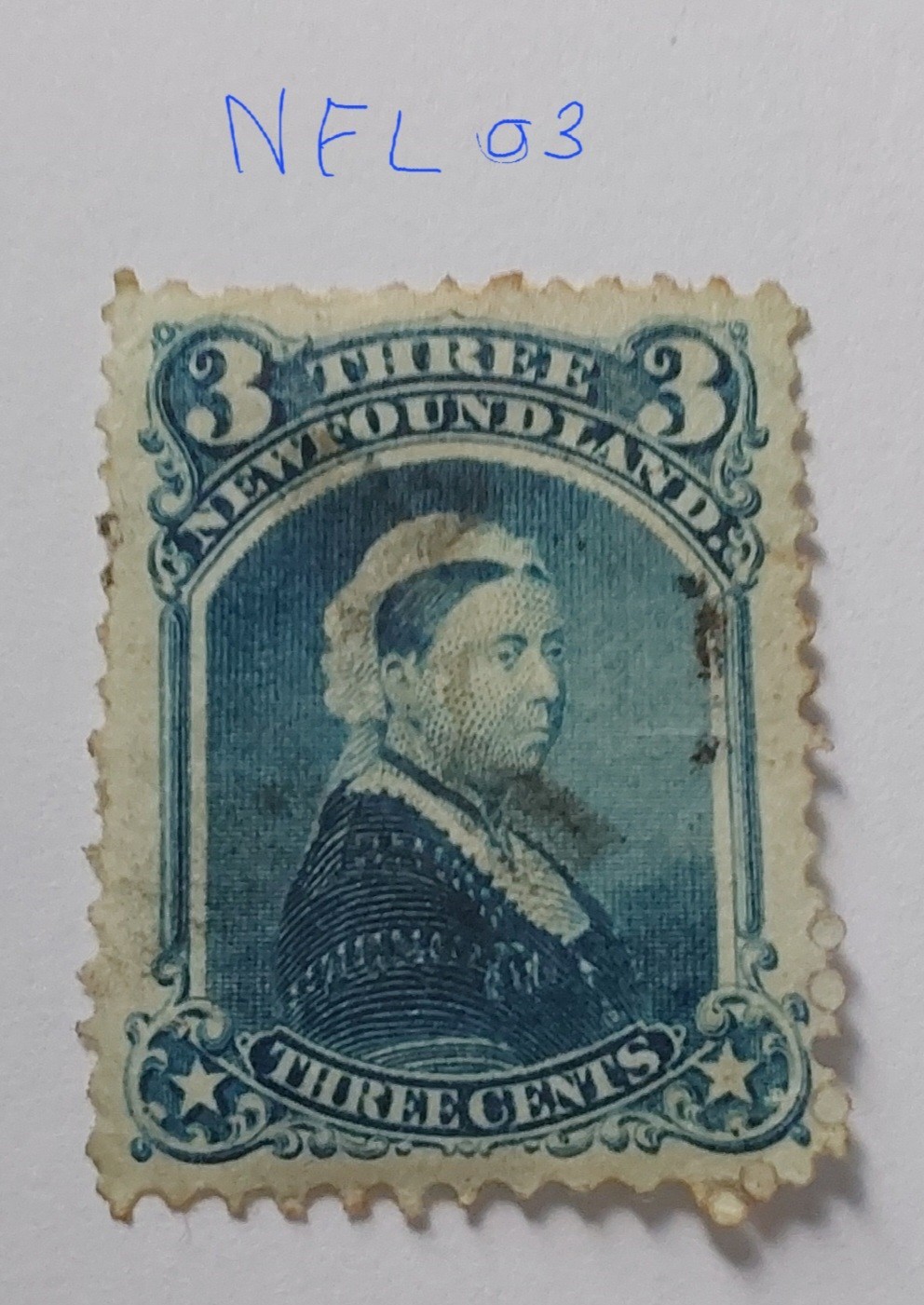 newfoundland-1868-3c-blue-p12-used-nfl03