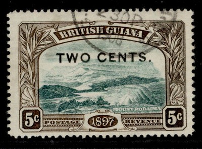british-guiana-qv-sg222-2c-on-5c-brown-indigo-fine-used