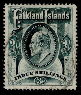 falkland-islands-edvii-sg49-3s-green-very-fine-used-cat-180-cds-pmk