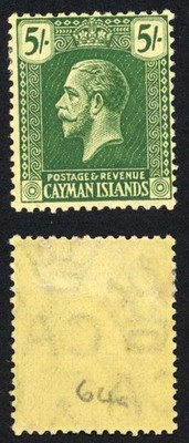 cayman-is-sg64a-5-deep-green-pale-yellow-wmk-mca-m-m-cat-100-pounds