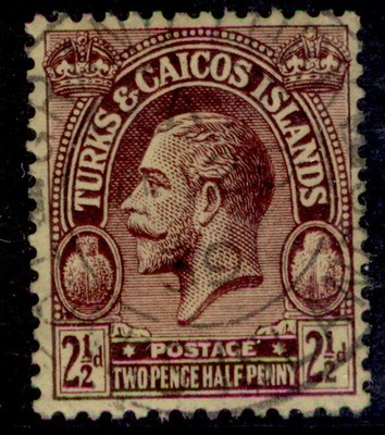 turks-caicos-islands-gv-sg167-2d-purple-pale-yellow-very-fine-used-cds