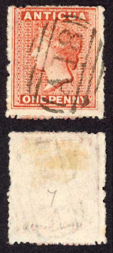 antigua-sg7-1d-vermilion-wmk-small-star-rough-perf-14-to-16-cat-30-pounds