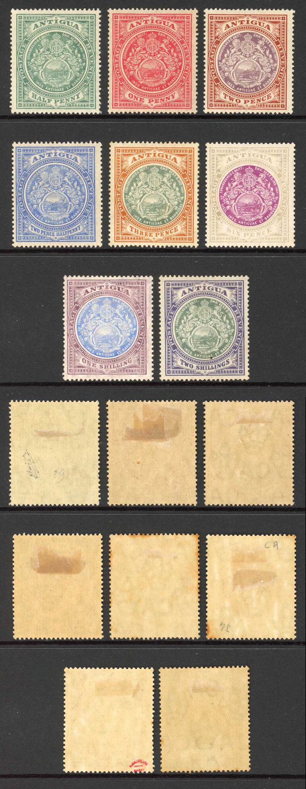 antigua-sg41-50-set-wmk-mca-m-m-some-toned-cat-180-pounds