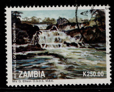 zambia-qeii-sg719-1993-250k-chipoma-falls-fine-used