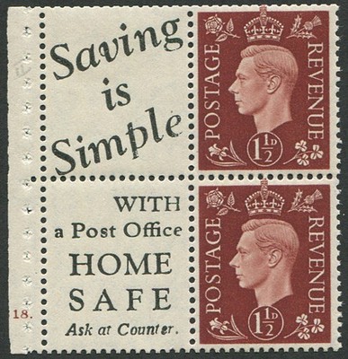 1937-1d-sg-464-advertising-booklet-pane-of-four-three-u-m-saving-is