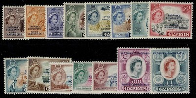 cyprus-qeii-sg188-202-1960-61-complete-set-m-mint-cat-150