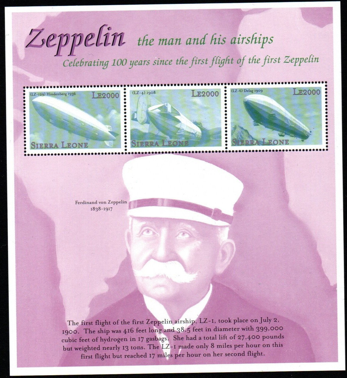sierra-leone-sg3400a-2000-first-zeppelin-flight-sheetlet-mnh
