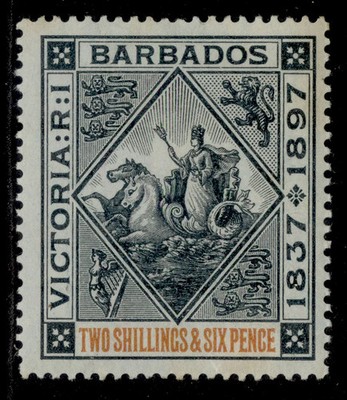 barbados-qv-sg124-2s-6d-blue-black-orange-m-mint-cat-120