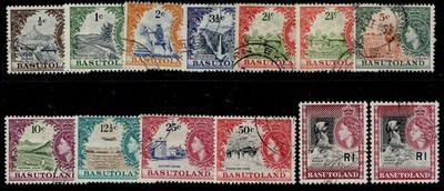 basutoland-gvi-sg69-79a-1961-63-set-incs-both-2c-1r-shades-fine-used