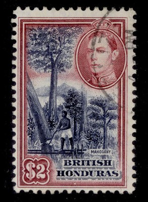 british-honduras-gvi-sg160-2-deep-blue-maroon-fine-used-cat-45
