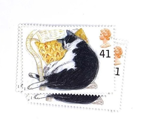 5-x-black-and-white-cat-1995-unused-gb-mint-stamps