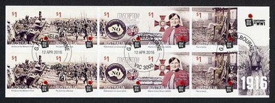 australia-sg4565a-centenary-of-wwi-1916-booklet-sb548-pane-fine-used