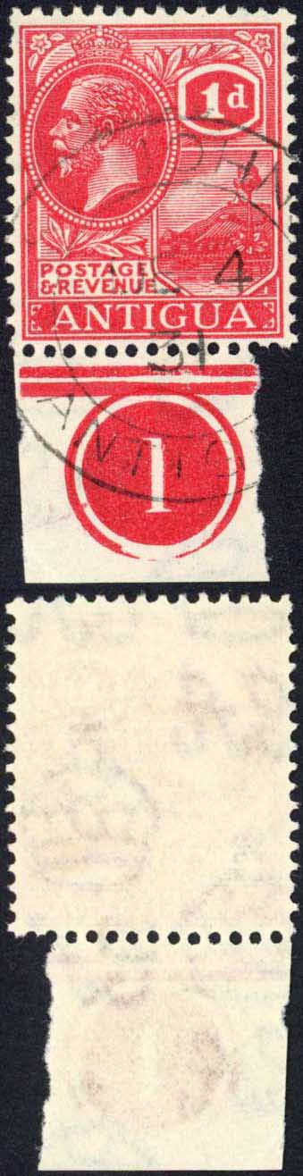 antigua-sg63-1d-carmine-red-wmk-script-plate-number-example