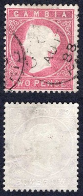 gambia-sg13b-2d-rose-wmk-cc-upright-cds-used-cat-12-pounds
