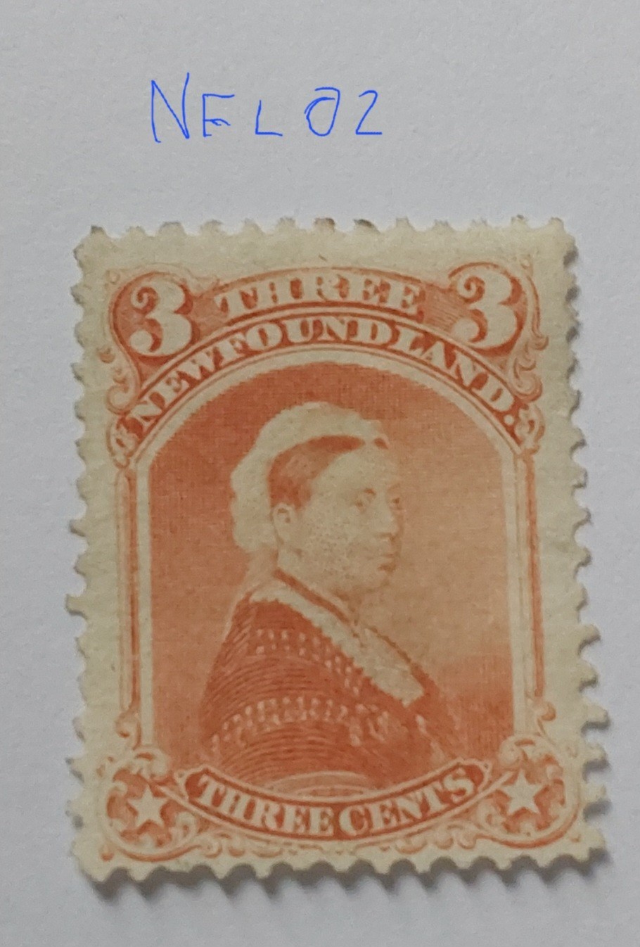 newfoundland-1868-3c-reddish-orange-p12-unused-mng-nfl02