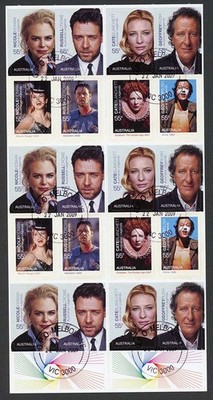 australia-sg3121b-2009-legends-of-the-screen-mixed-booklet-pane-used