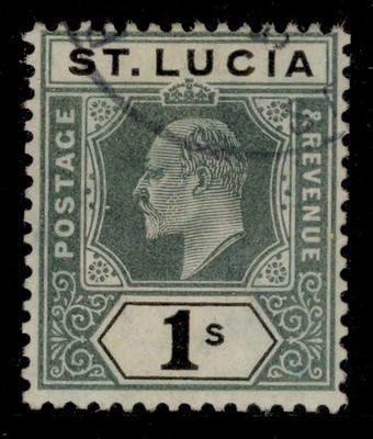 st-lucia-edvii-sg74-1s-green-black-fine-used-cat-50