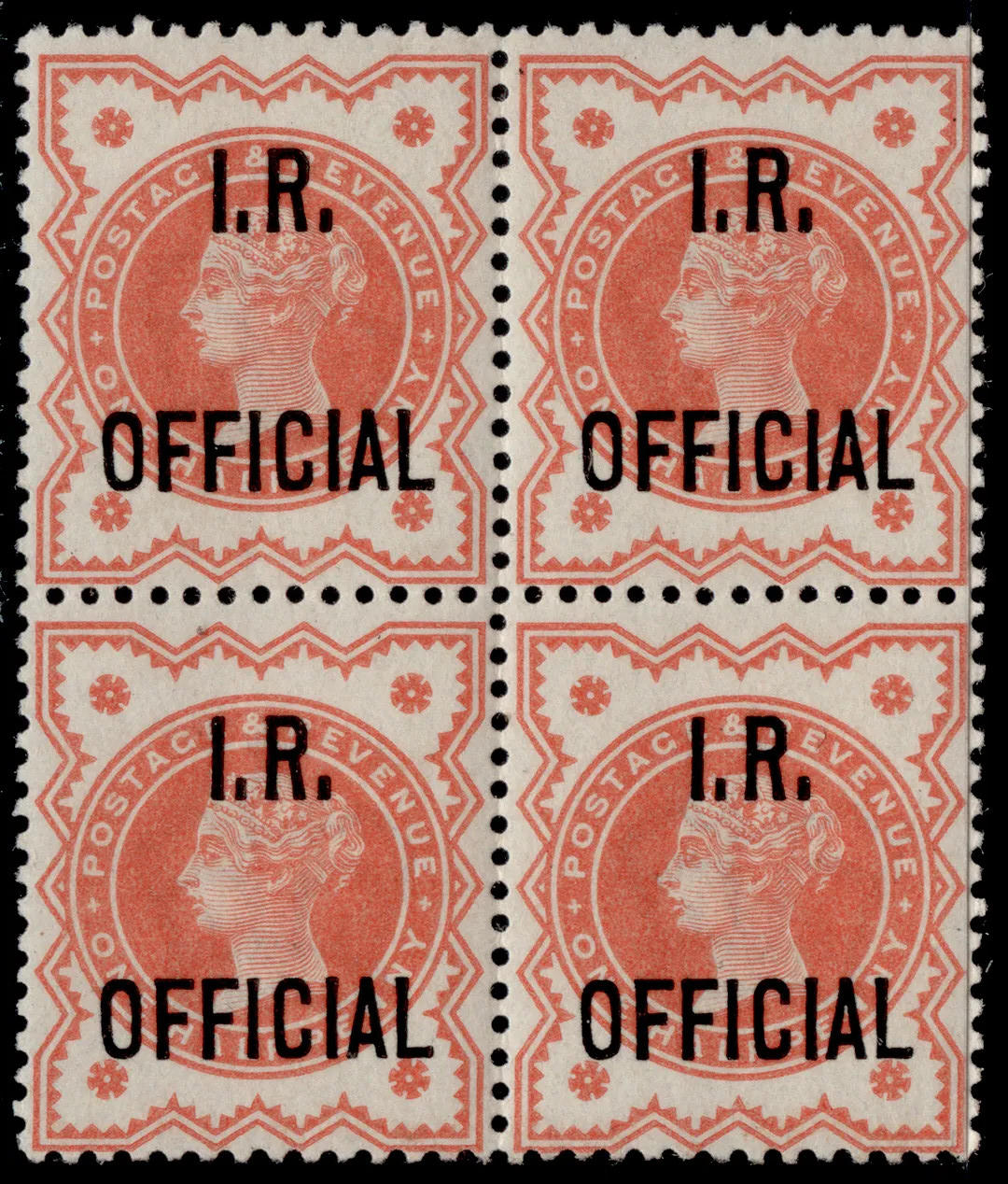 gb-qv-sg-o13-scarce-d-vermilion-nh-mint-cat-40-block-of-4