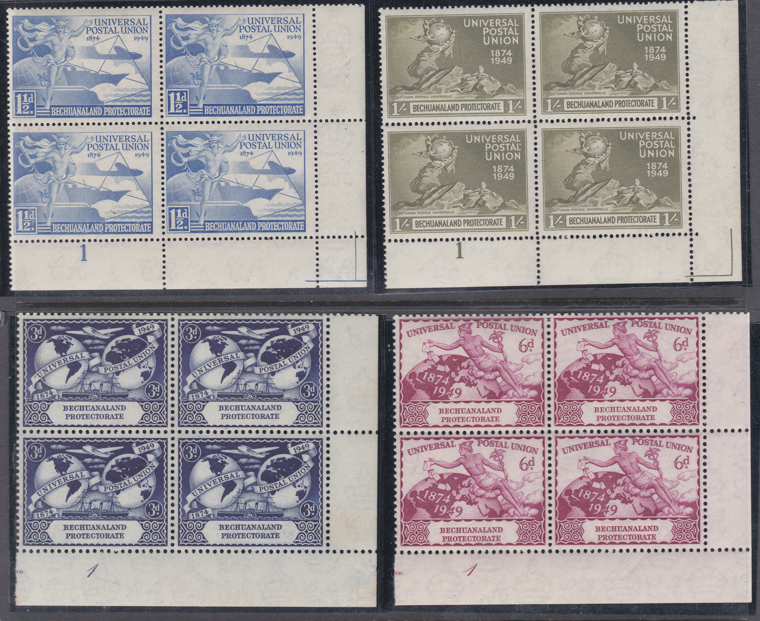 bechuanaland-sg-138-141-in-imprint-plate-blocks-all-mnh-matching-cylinder-1