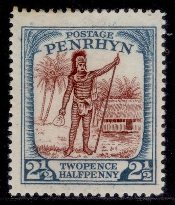 cook-is-penrhyn-island-gv-sg40-2d-red-brown-dull-blue-m-mint-cat-25