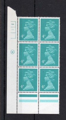 4p-machin-unmounted-mint-plate-13a-11b-block-cat-14-bend-in-bottom-margin