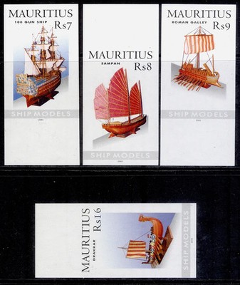 mauritius-qeii-sg1135-1138-2005-ship-models-set-of-imperf-proofs-nh-mint