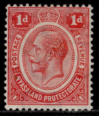 nyasaland-protectorate-gv-sg85-1d-carmine-red-lh-mint