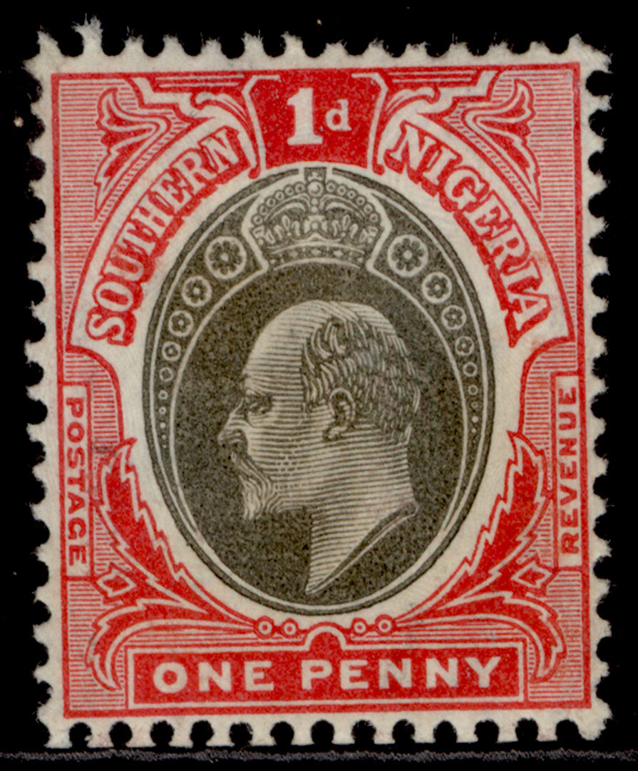 southern-nigeria-edvii-sg22-1d-grey-black-carmine-m-mint-cat-18-ordinary