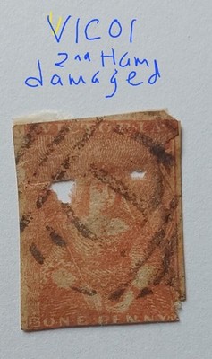victoria-1854-qv-1d-reddish-brown-imperf-2nd-ham-print-used-damaged-vic01