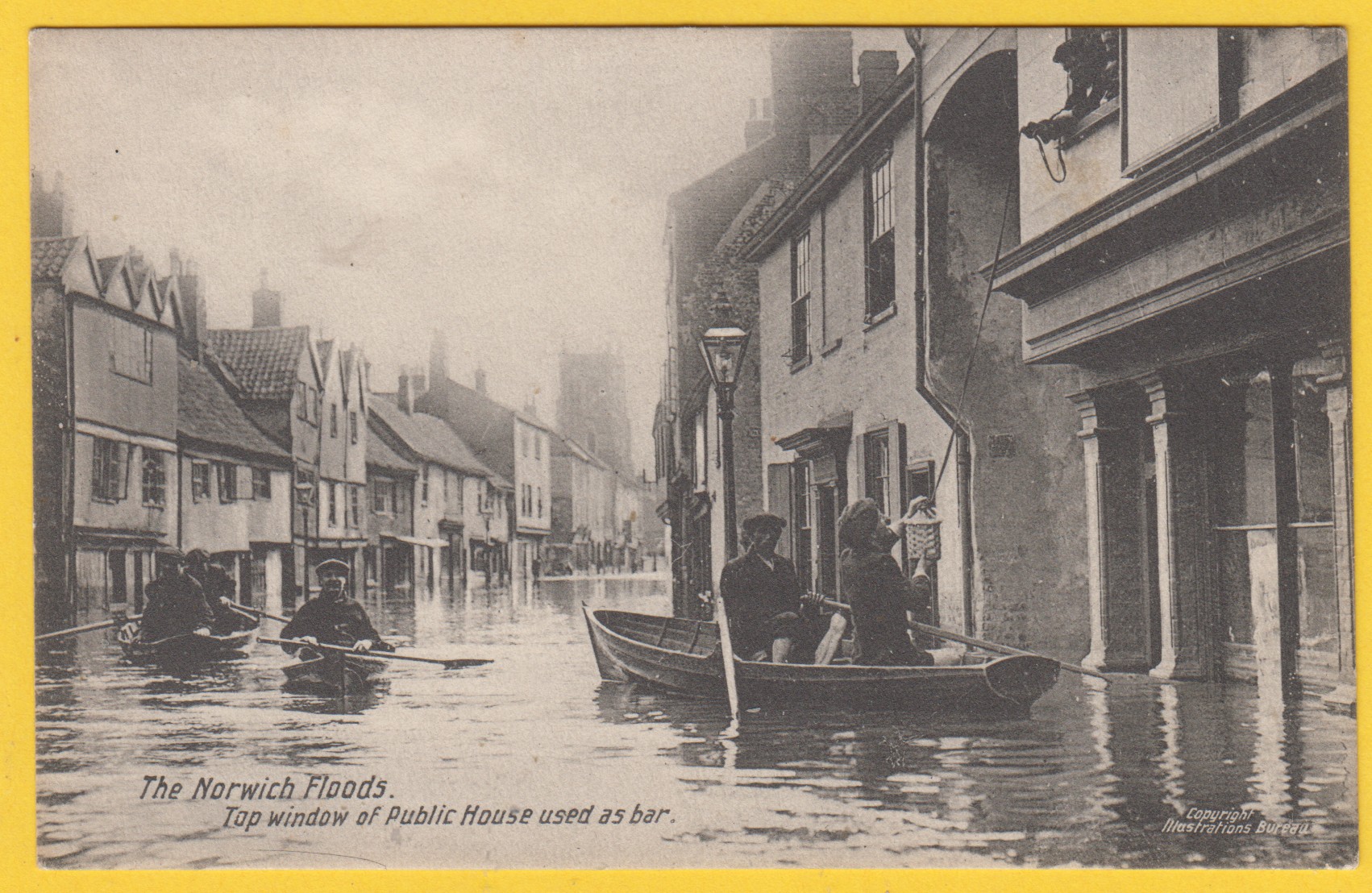 postcard-norfolk-floods-august-2712-top-window-of-public-house-used-as-a-bar