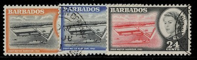 barbados-qeii-sg306-308-1961-opening-of-deep-water-harbour-set-fine-used