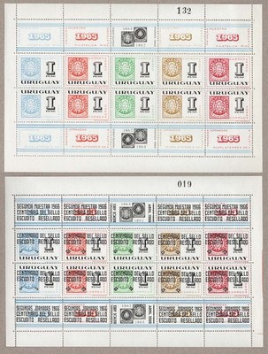 uruguay-1965-river-plate-stamp-exhibition-sheetlet-of-10-um-ditto-1966-with