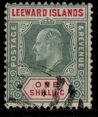 leeward-islands-edvii-sg35-1s-green-carmine-used-cat-150