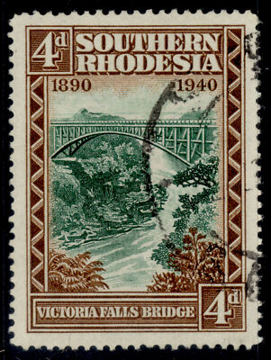 southern-rhodesia-gvi-sg58-4d-green-brown-fine-used