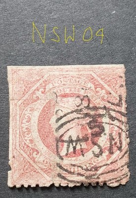 new-south-wales-1860-1-carmine-rose-p13-wmk-12-inverted-used-nsw04