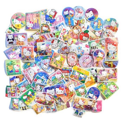 100-x-hello-kitty-used-japanese-postage-stamps