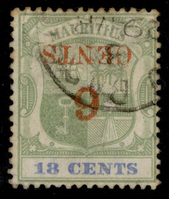 mauritius-qv-sg134a-6c-on-18c-green-ultram-used-cat-300-surch-inverted
